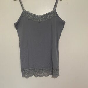 Cato Gray Lace-Trim Camisole Tank